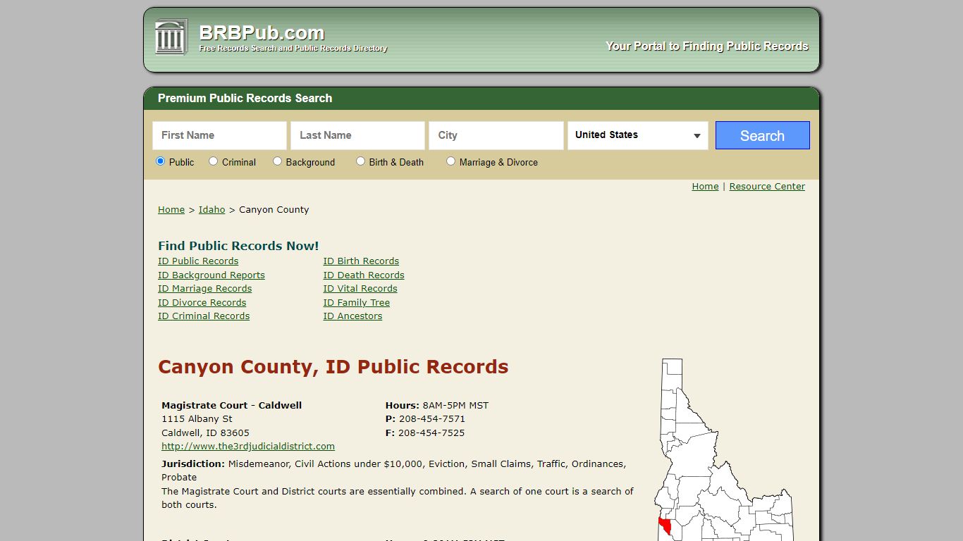 Canyon County Public Records | Search Idaho Government Databases - BRB Pub