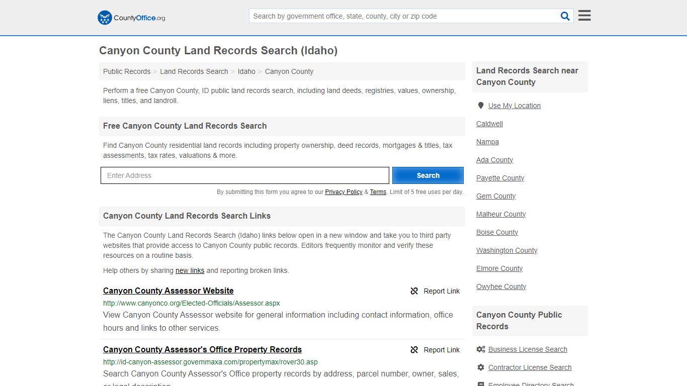 Canyon County Land Records Search (Idaho) - County Office